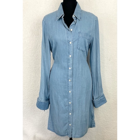 MICHAEL KORS COLLECTION • Chambray Denim Tie Waist Mini Dress - Picture 5 of 16